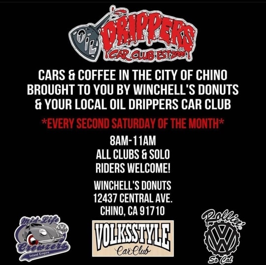 Oil Drippers Car Club event at Winchell's Donuts in Chino, CA on November 11, 2025