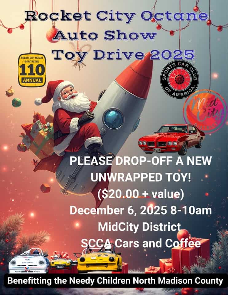 Rocket City Octane "Toy Drive" 2025 event at 5909 University Dr Nw in Huntsville, AL on December 6, 2025