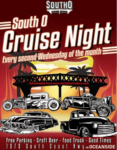 South O Cruise Night event at 1575 South Coast Hwy in Oceanside, CA on November 12, 2025