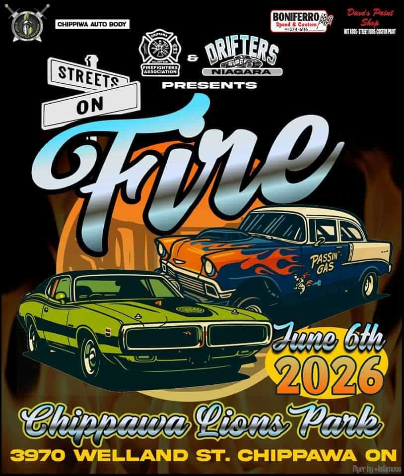 Streets on Fire Car Show event at Chippawa Lions Park in Chippawa, ON on June 6, 2026