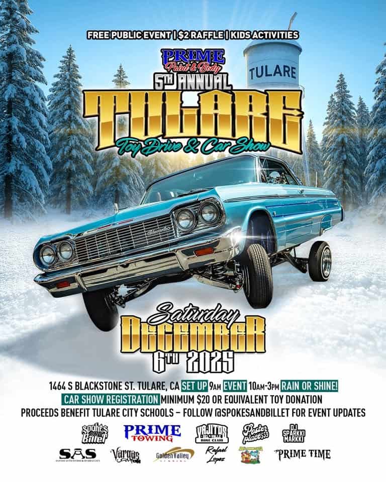 Tulare Toy Drive & Car Show event at 1464 S Blackstone St in Tulare, CA on December 6, 2025