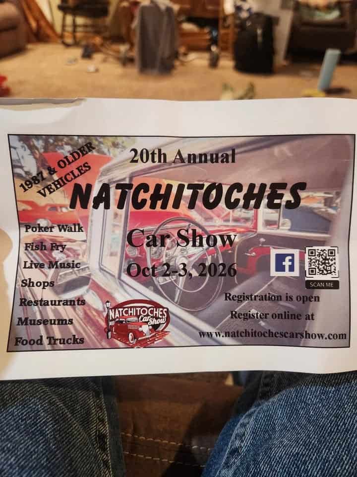 20th Annual Natchitoches Car Show event at 558 Front St in Natchitoches, LA on October 3, 2026