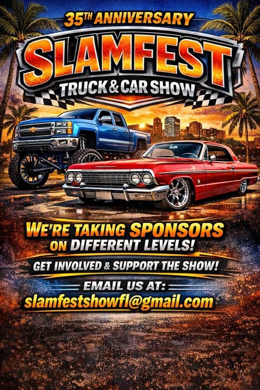 35th Anniversary of Slamfest Truck & Car Show event at Florida State Fairgrounds in Mango, FL on October 10, 2026