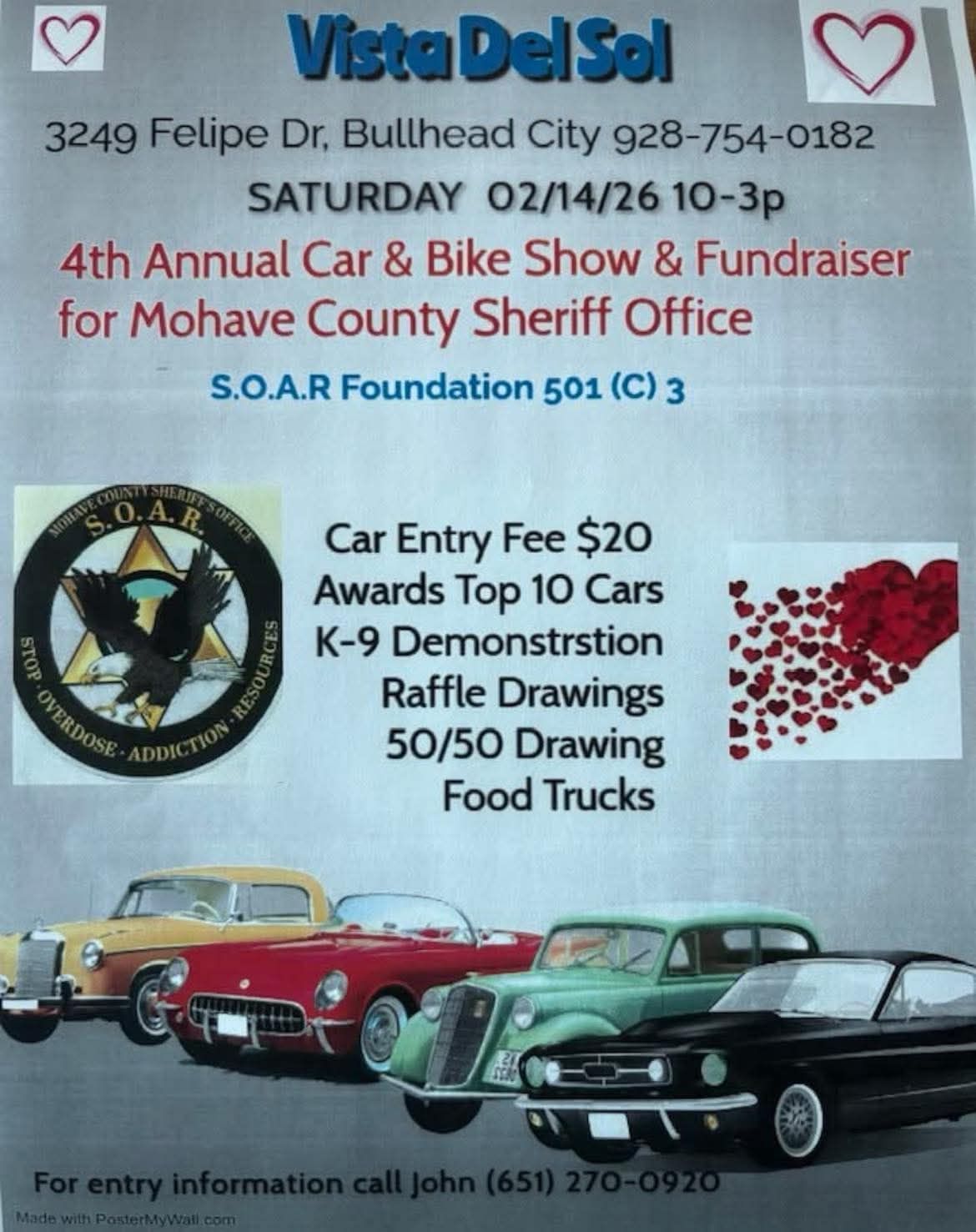 4th Annual Car & Bike Show & Fundraiser for Mohave County Sheriff Office event at Vista Del Sol in Bullhead City, AZ on February 14, 2026