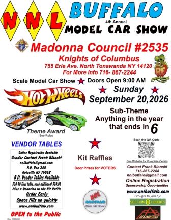 4th Annual Model Car Show event at Madonna Council #2535 in North Tonawanda, NY on September 20, 2026