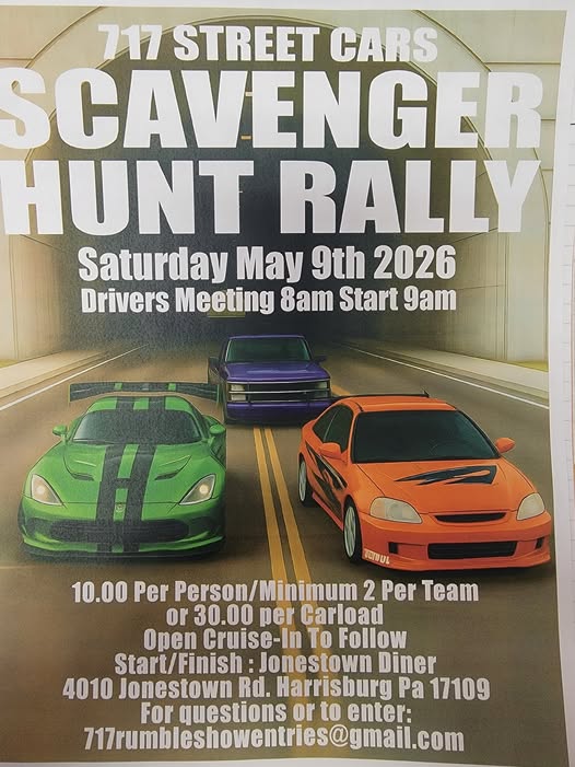717 Street Cars Scavenger Hunt Rally event at Jonestown Diner in Harrisburg, PA on May 9, 2026