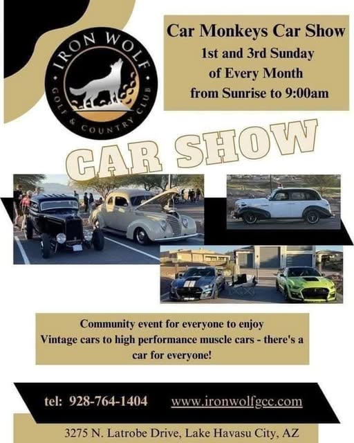 Car Monkeys Car Show event at Iron Wolf Golf & Country Club in Lake Havasu City, AZ