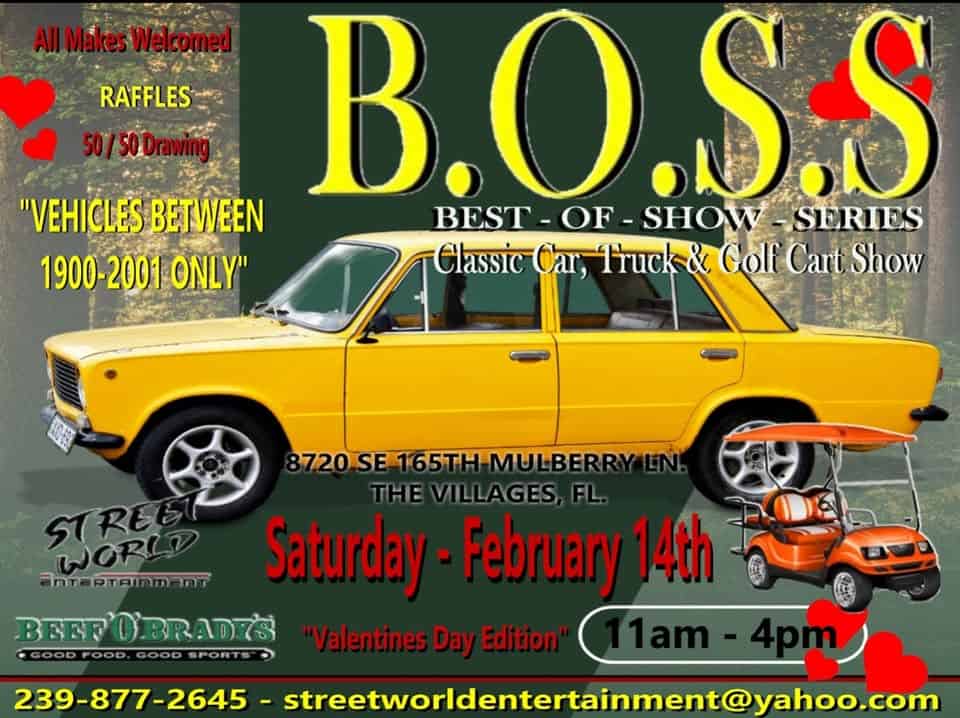Car Show event at 8720 Se 165 Mulberry Lane in The Villages, FL on February 14, 2026