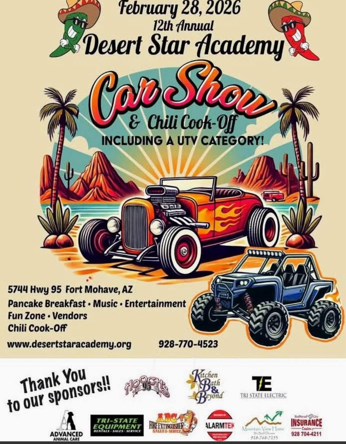Car Show & Chili Cook-Off event at Desert Star Academy in Fort Mohave, AZ on February 28, 2026