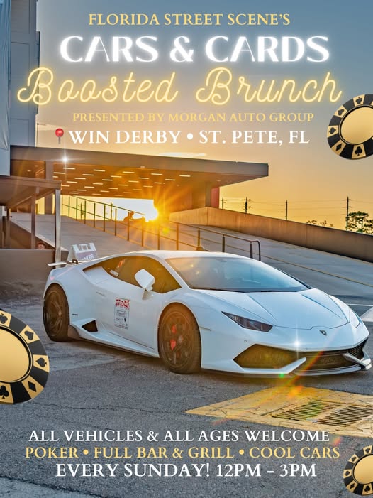 Cars & Cards Boosted Brunch event at Win Derby in St. Pete, FL