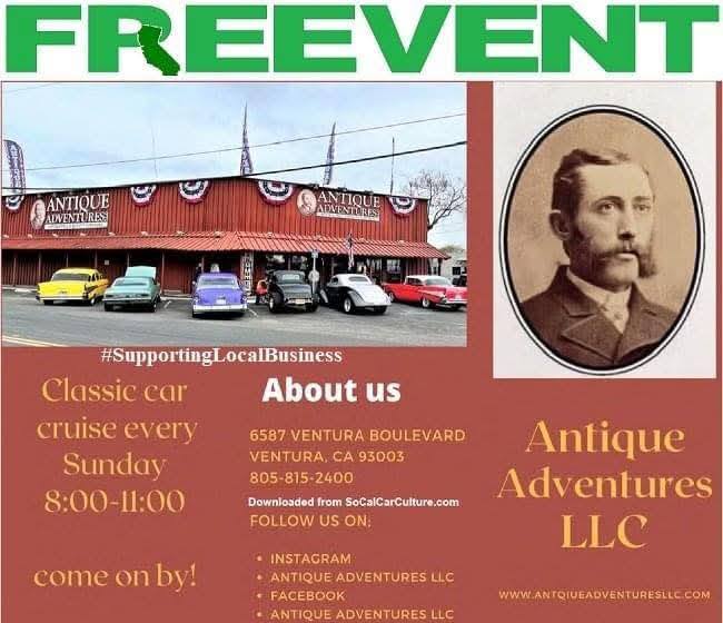 Classic Car Cruise event at Antique Adventures LLC in Ventura, CA on December 28, 2025