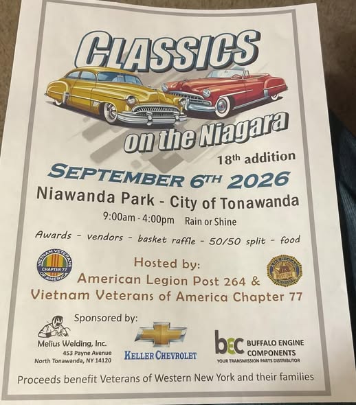 Classics on the Niagara event at Niawanda Park in Tonawanda, NY on September 6, 2026
