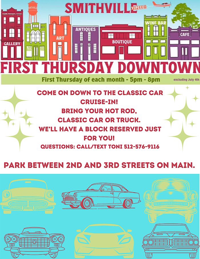 First Thursday Downtown event at Between 2nd and 3rd Streets on Main in Smithville, TX on December 4, 2025
