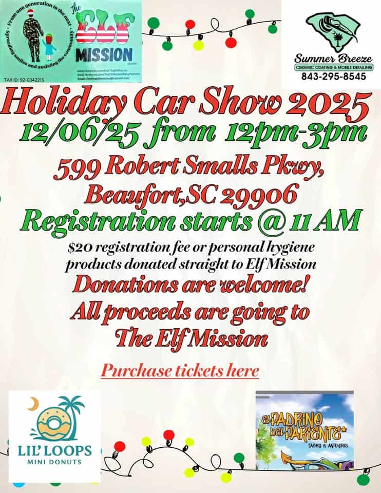 Holiday Car Show event at 599 Robert Smalls Pkwy in Beaufort, SC on December 6, 2025