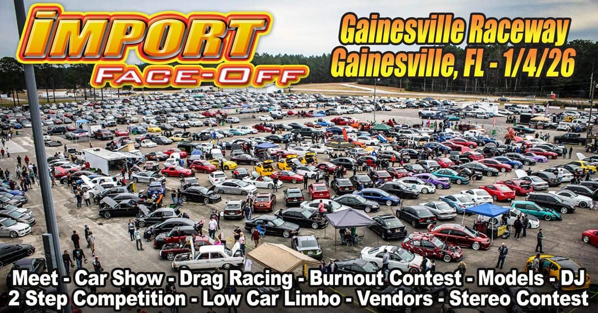 Import Face-Off event at Gainesville Raceway in Gainesville, FL on January 4, 2026