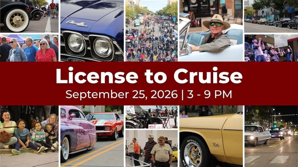License to Cruise 2026 event at 300 W College Ave in Appleton, WI on September 25, 2026