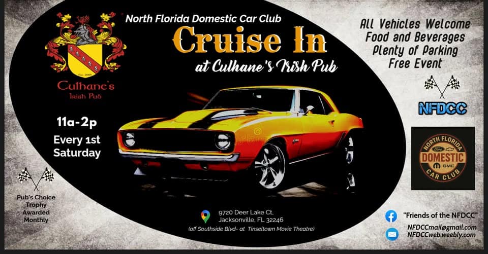 NFDCC Culhane's Pub Cruise In event at 9720 Deer Lake Court in Jacksonville, FL on January 3, 2026
