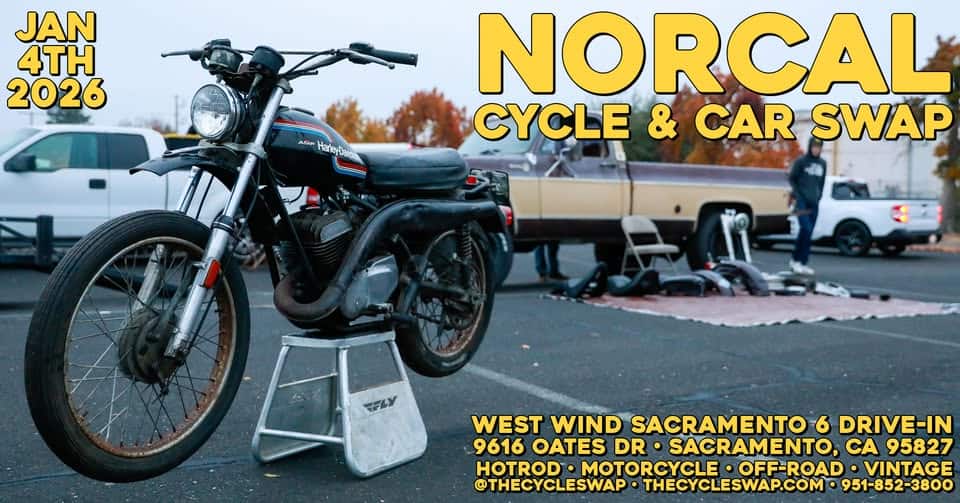 NORCAL CYCLE & CAR SWAP event at West Wind Sacramento 6 Drive-In in Sacramento, CA on January 4, 2026