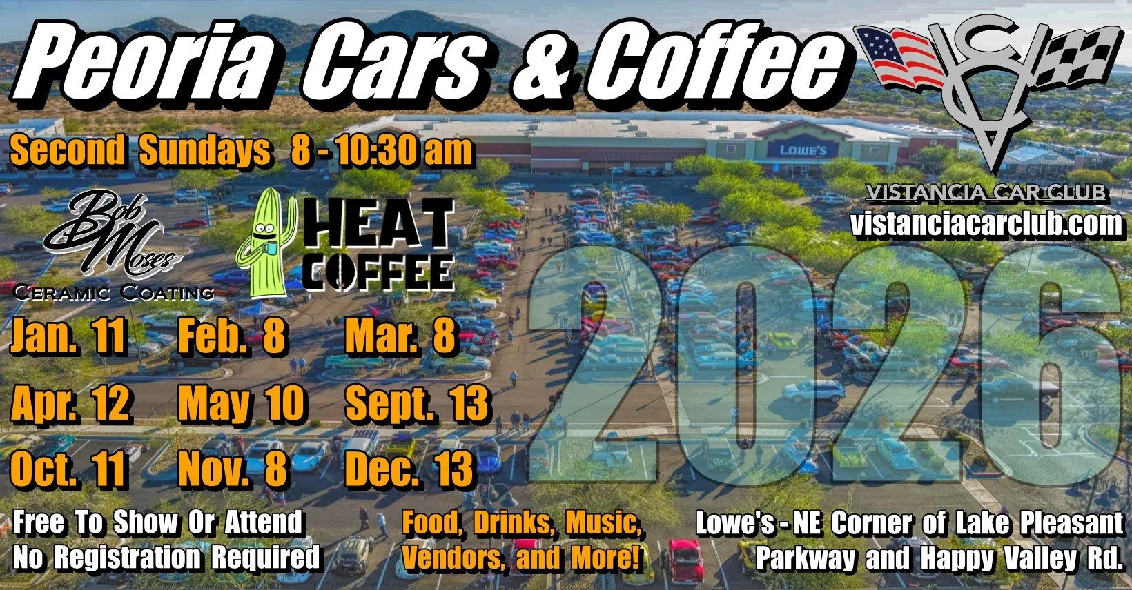 Peoria Cars & Coffee event at Lowe's in Peoria, AZ on January 11, 2026