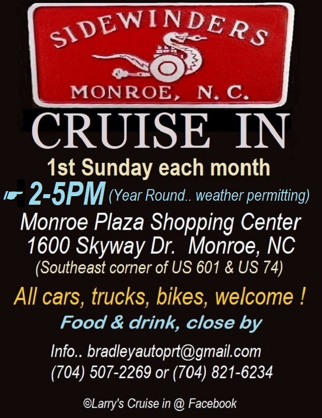 Sidewinders Cruise In event at Monroe Plaza Shopping Center in Monroe, NC