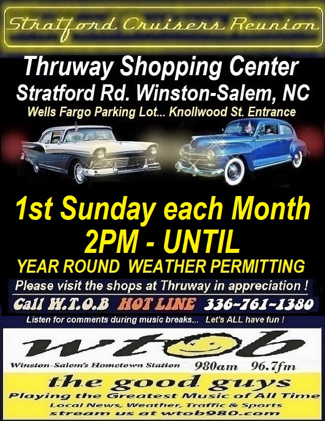 Stratford Cruisers Reunion event at Thruway Shopping Center in Winston-Salem, NC