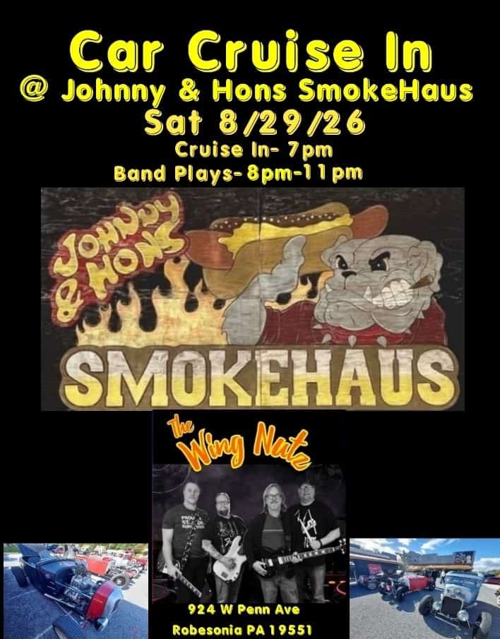 The Wing Nutz @ Johnny Hons Smokehaus  Car Cruise In event at 924 W Penn Ave in Robesonia, PA on August 29, 2026