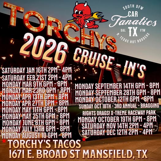 Torchy's 2026 Cruise-In's event at Torchy's Tacos in Mansfield, TX on January 16, 2026