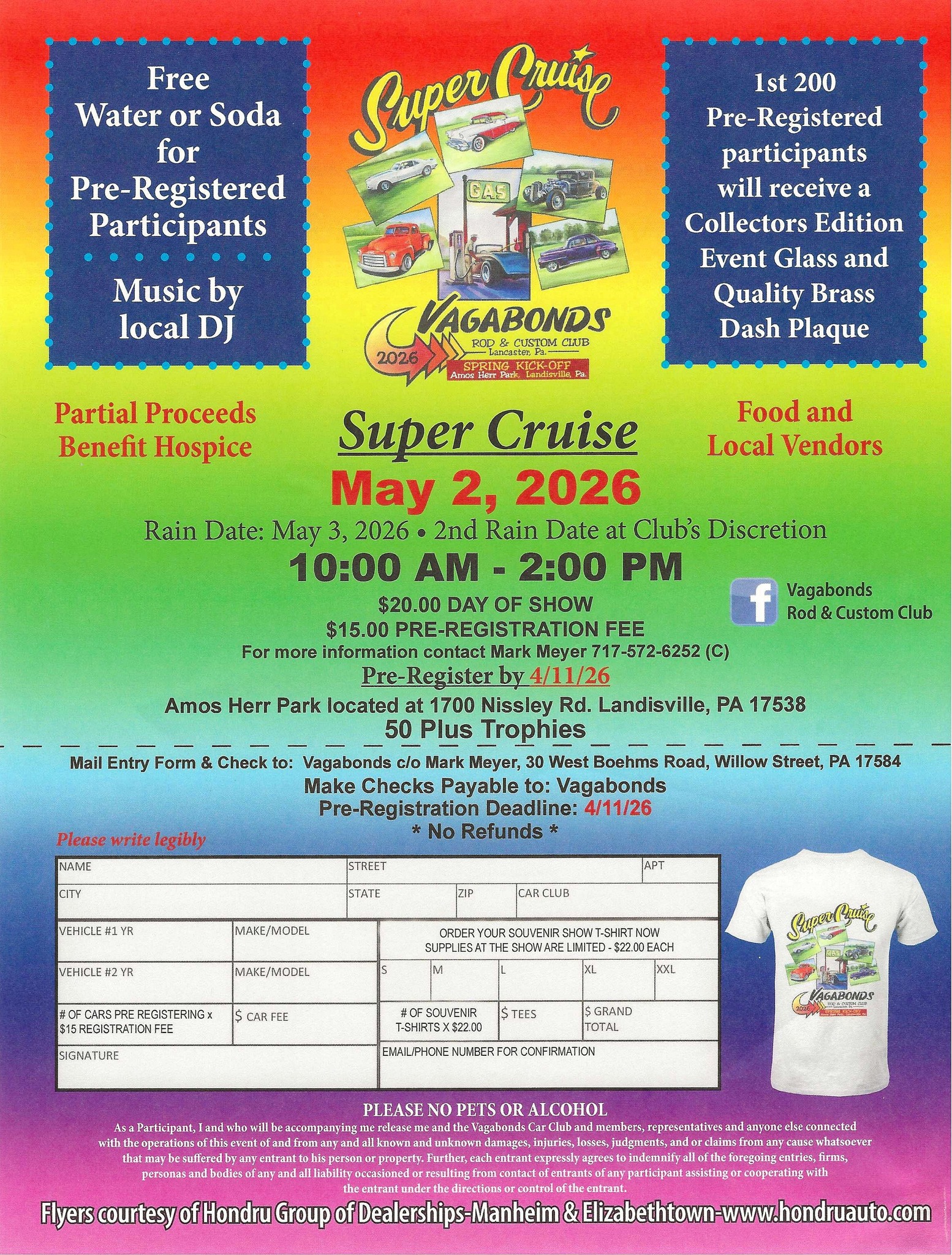 Vagabonds Super Cruise event at Amos Herr Park in Landisville, PA on May 2, 2026