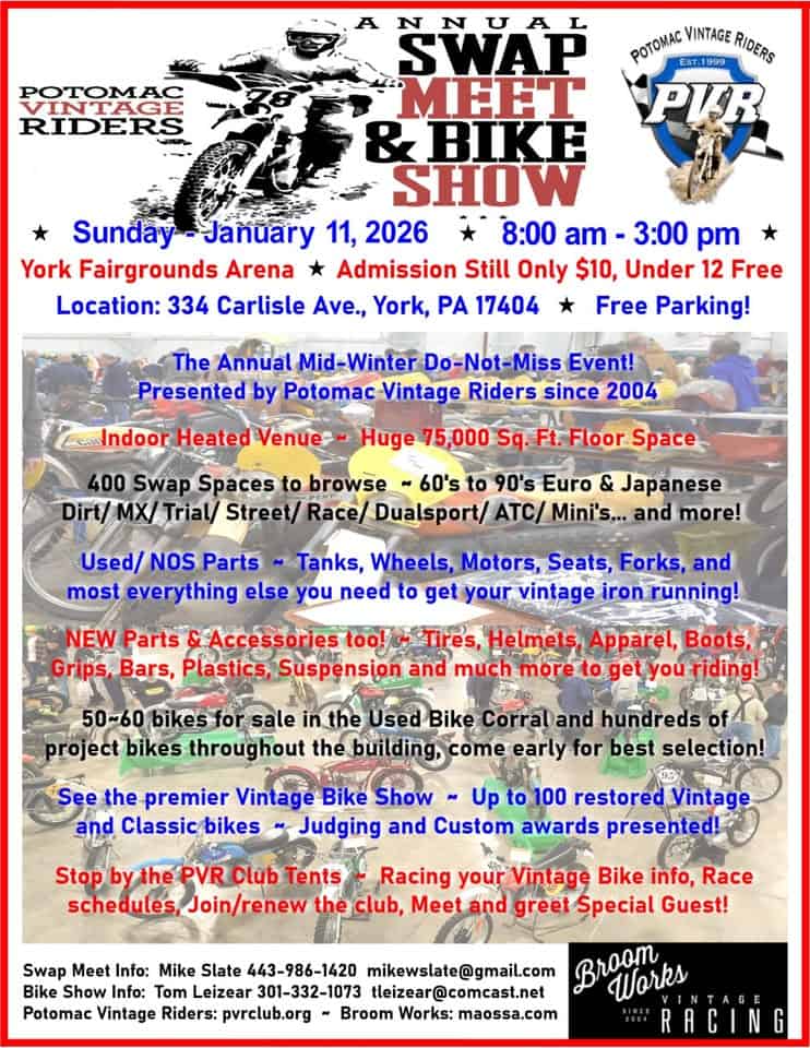 York PA Vintage Motorcycle Swap Meet & Bike Show event at 334 Carlisle Ave in York, PA on January 11, 2026