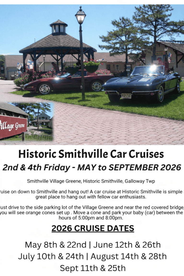 Historic Smithville Car Cruises car show in Galloway Twp, NJ