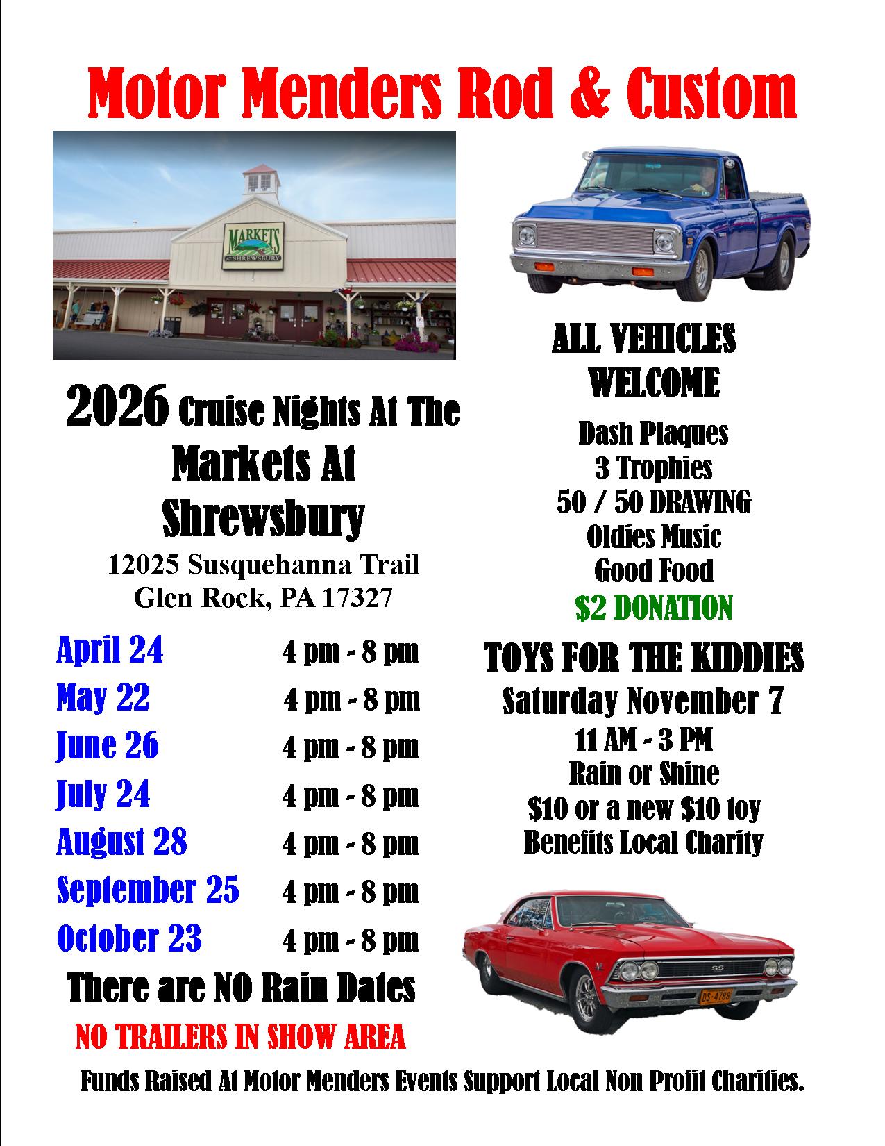 2026 Cruise Nights at the Markets at Shrewsbury event at Markets at Shrewsbury in Glen Rock, PA on April 24, 2026