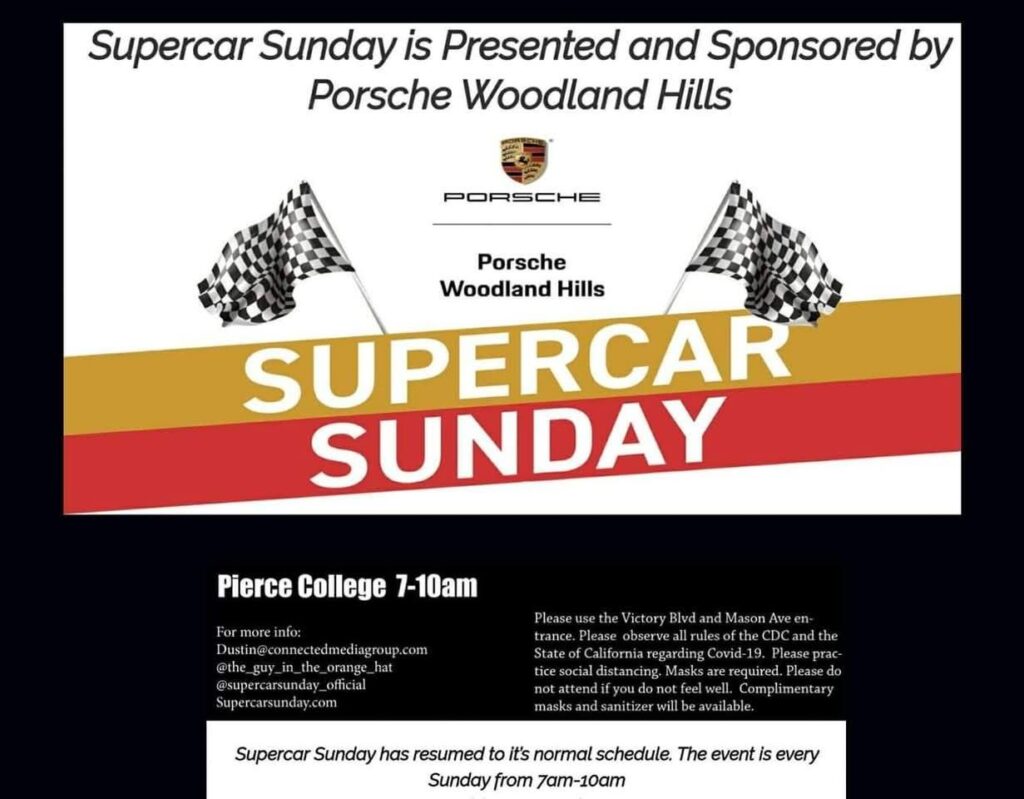 Supercar Sunday event at Pierce College in Woodland Hills, CA on January 18, 2026