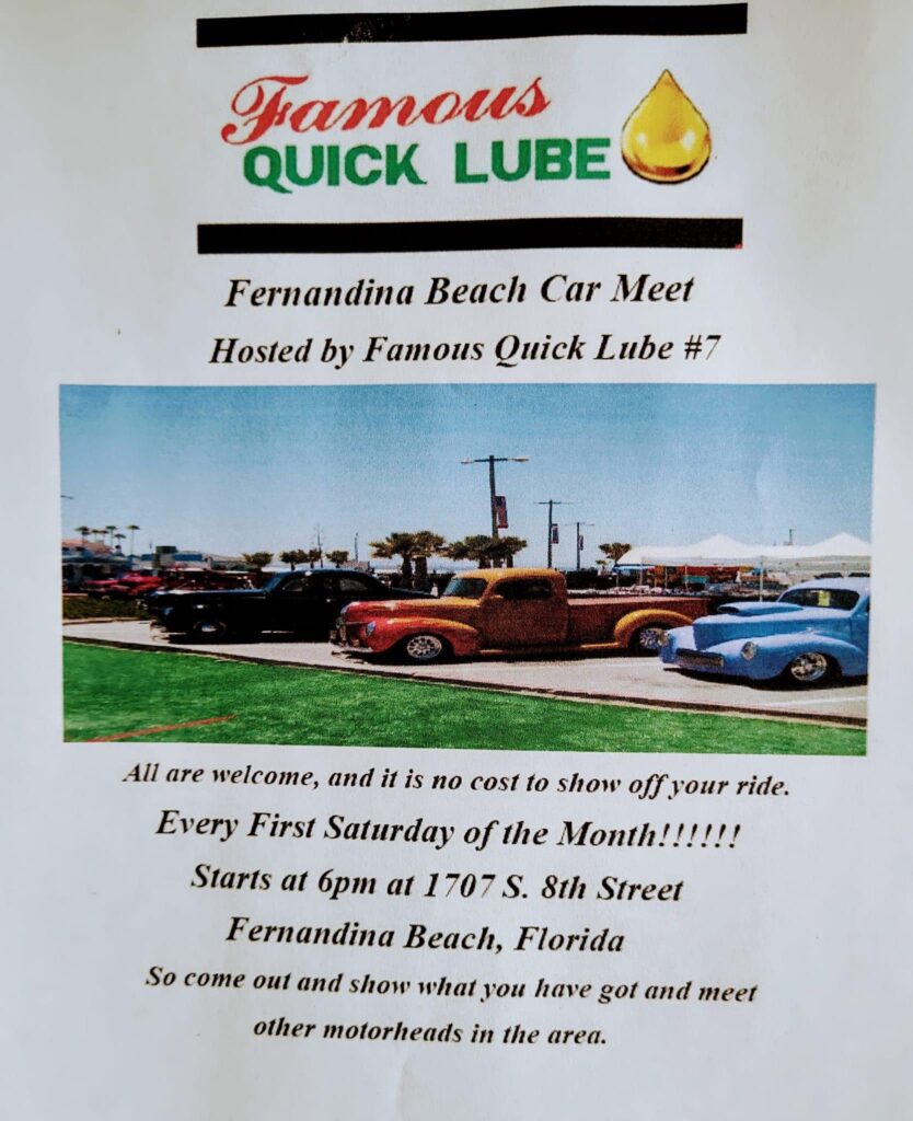 Fernandina Beach Car Meet event at Famous Quick Lube #7 in Fernandina Beach, FL on February 7, 2026