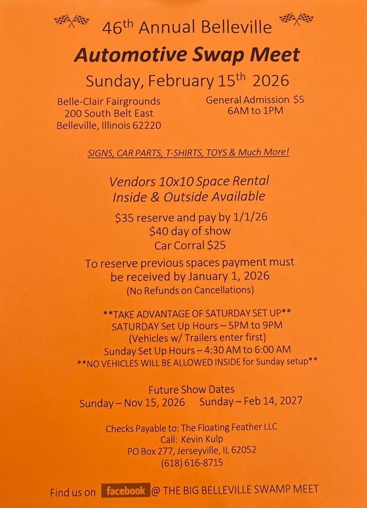 46th Annual Belleville Automotive Swap Meet event at Belle-Clair Fairgrounds in Belleville, IL on February 15, 2026