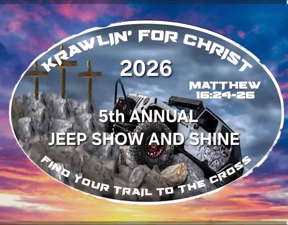 5th Annual Krawlin' for Christ Jeep Show and Shine event at 700 Sc-763 in Sumter, SC on July 25, 2026