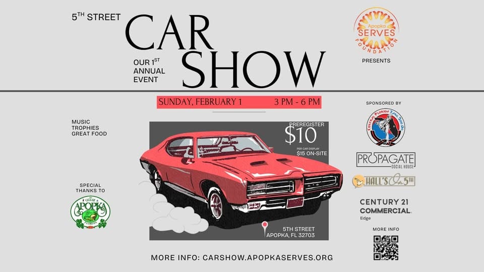 5th St Car Show event at 122 E 5Th St in Apopka, FL on February 1, 2026