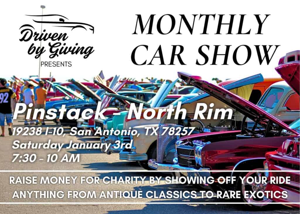 Driven by Giving Monthly Car Show event at Pinstack - North Rim in San Antonio, TX