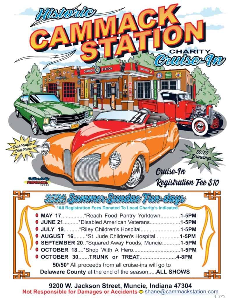 Historic Cammack Station Charity Cruise-In event at Cammack Station in Muncie, IN on May 17, 2026