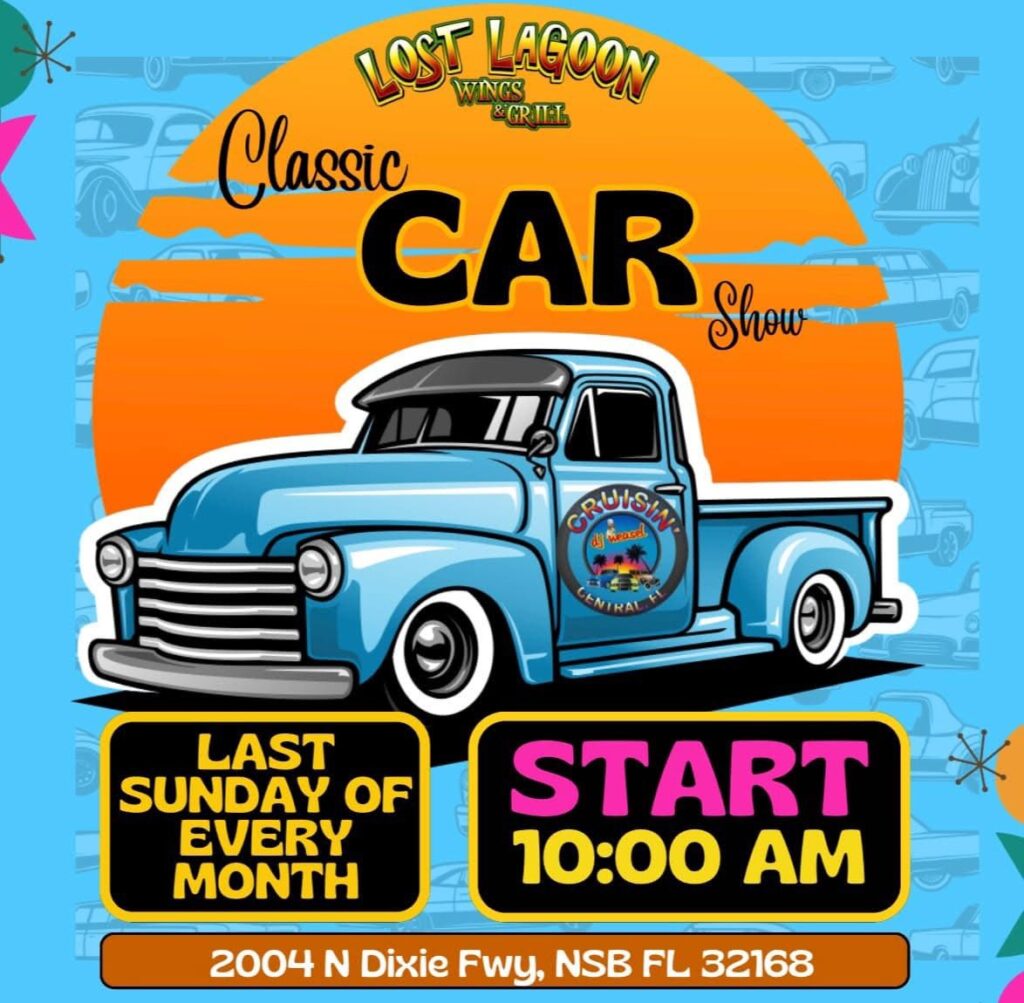 Lost Lagoon Wings & Grill Classic Car Show event at Lost Lagoon Wings & Grill in NSB, FL on January 25, 2026