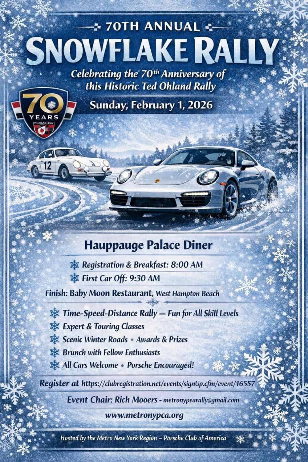 70th Annual Snowflake Rally event at Hauppauge Palace Diner in Hauppauge, NY on February 1, 2026