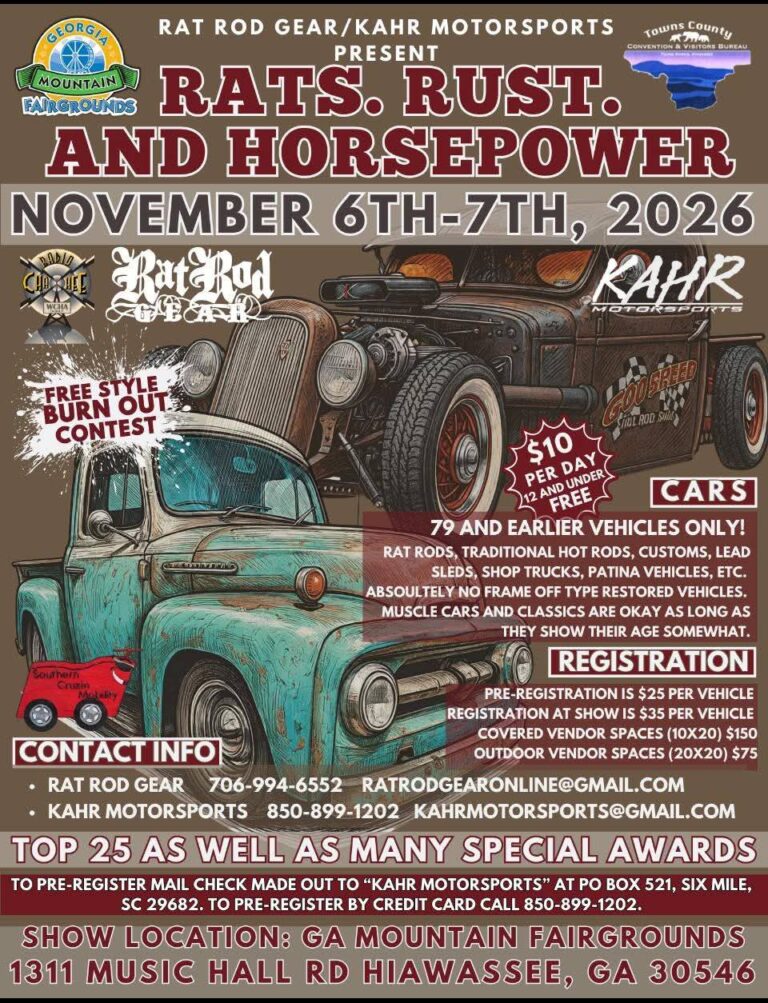 Rats. Rust. and Horsepower car show in Hiawassee, GA