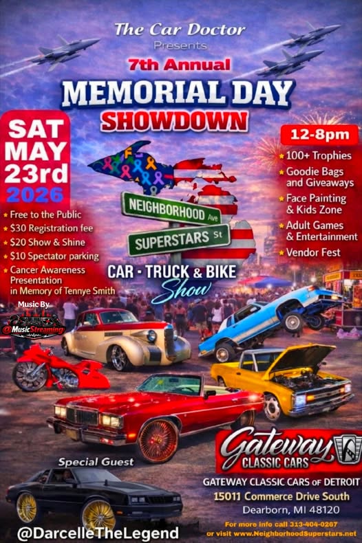 7th Annual Memorial Day Showdown event at Gateway Classic Cars of Detroit in Dearborn, MI on May 23, 2026