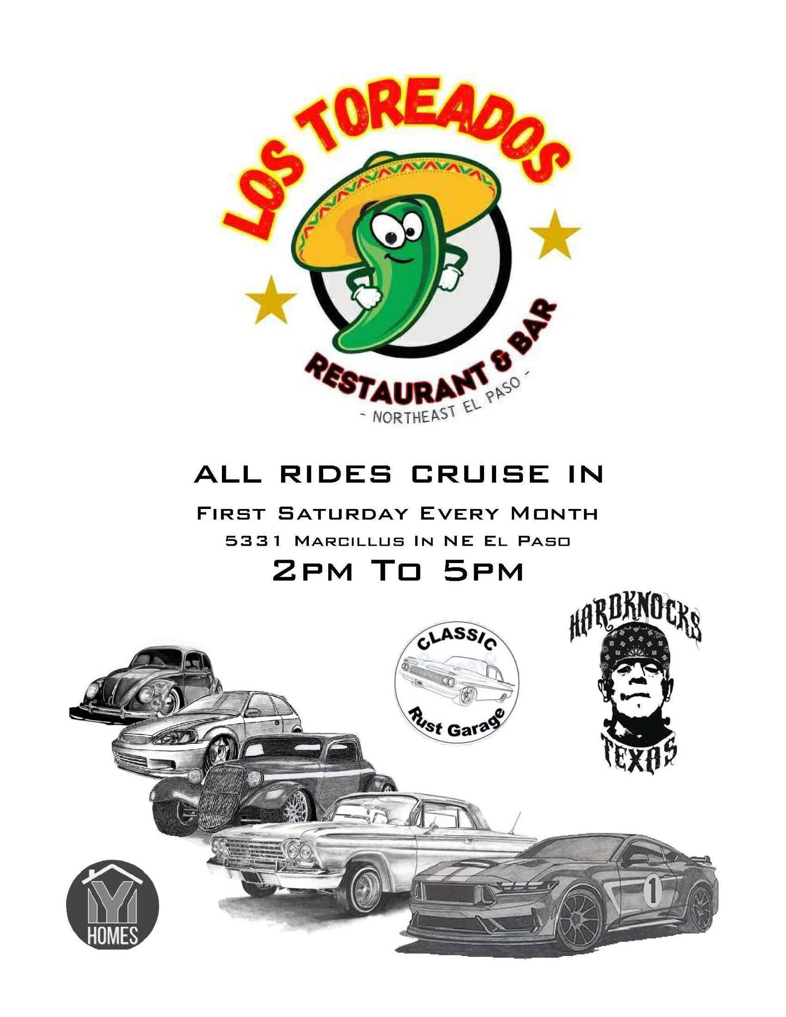 All Rides Cruise In event at Los Toreados Restaurant & Bar in El Paso, TX on February 7, 2026