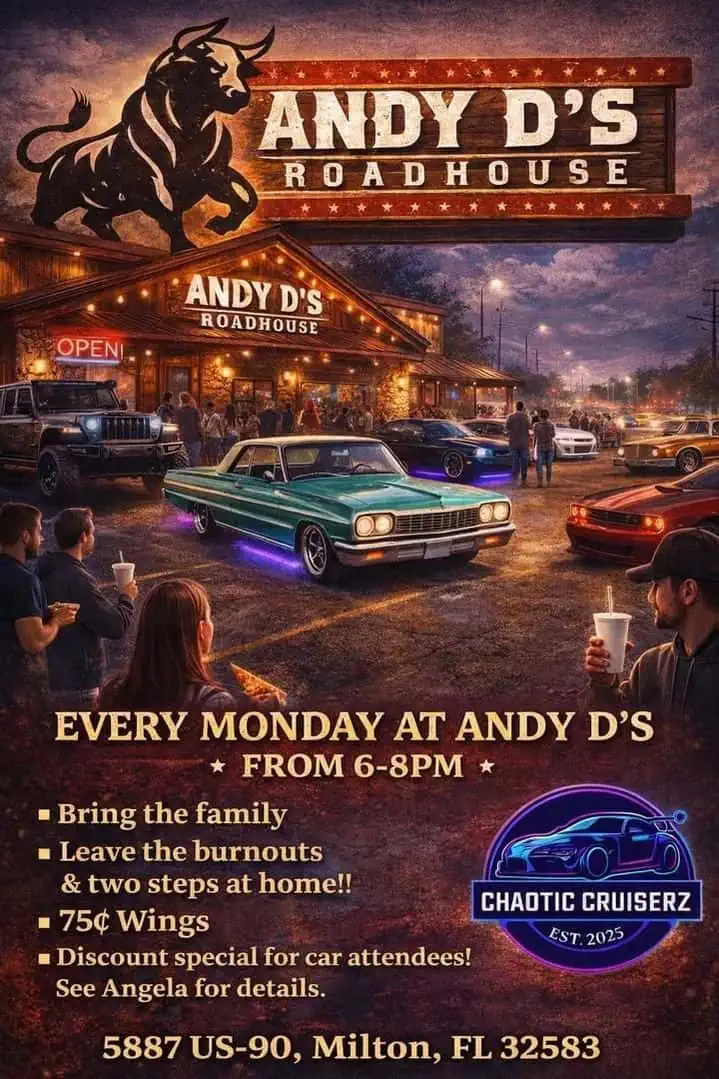 Andy D’s Monday Night Cruise In car show in Milton, FL