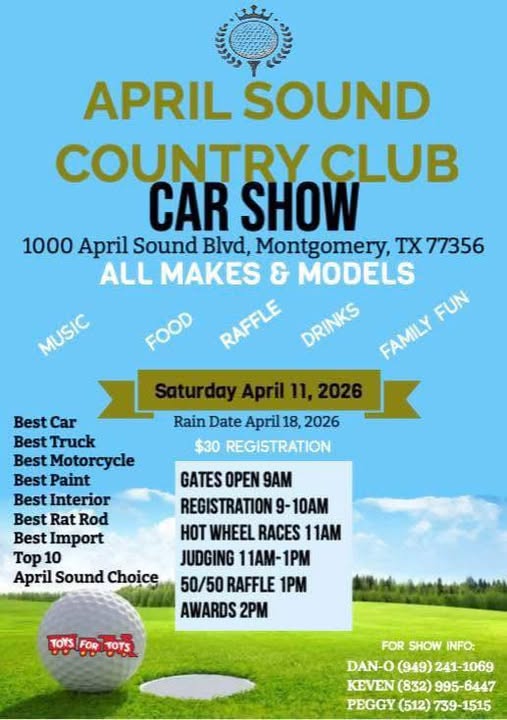 April Sound Country Club Car Show event at April Sound Country Club in Montgomery, TX on April 11, 2026