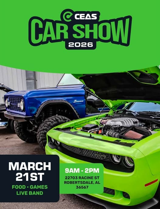 CEAS Car Show event at 22703 Racine St in Robertsdale, AL on March 21, 2026