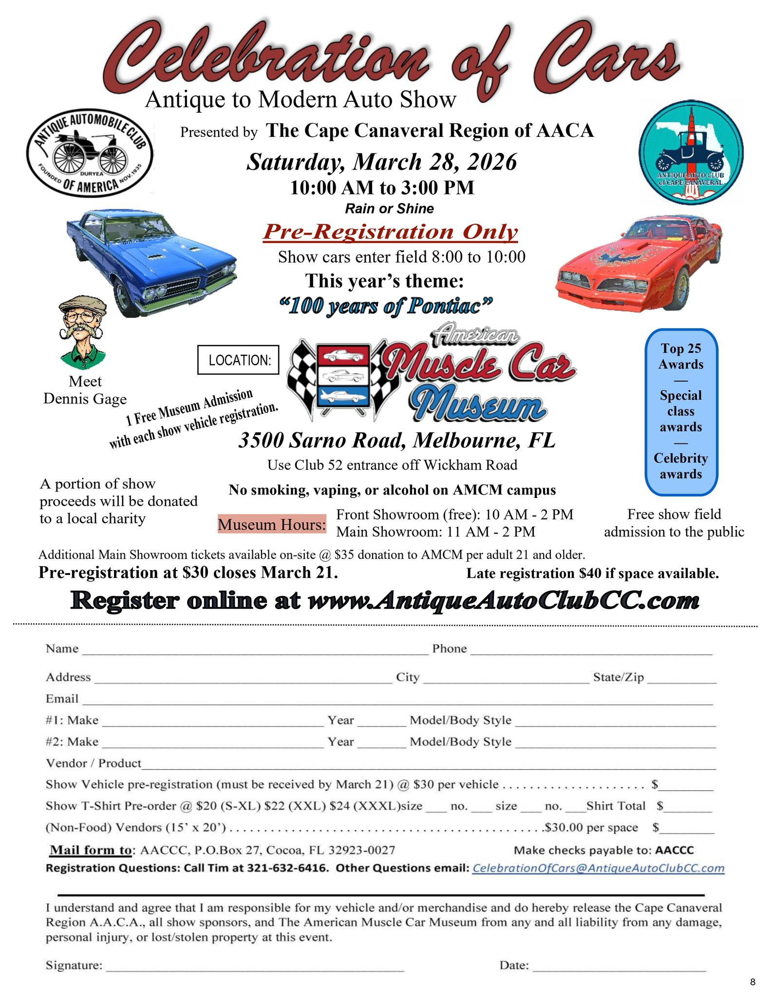 Celebration of Cars Antique to Modern Auto Show event at American Muscle Car Museum in Melbourne, FL on March 28, 2026