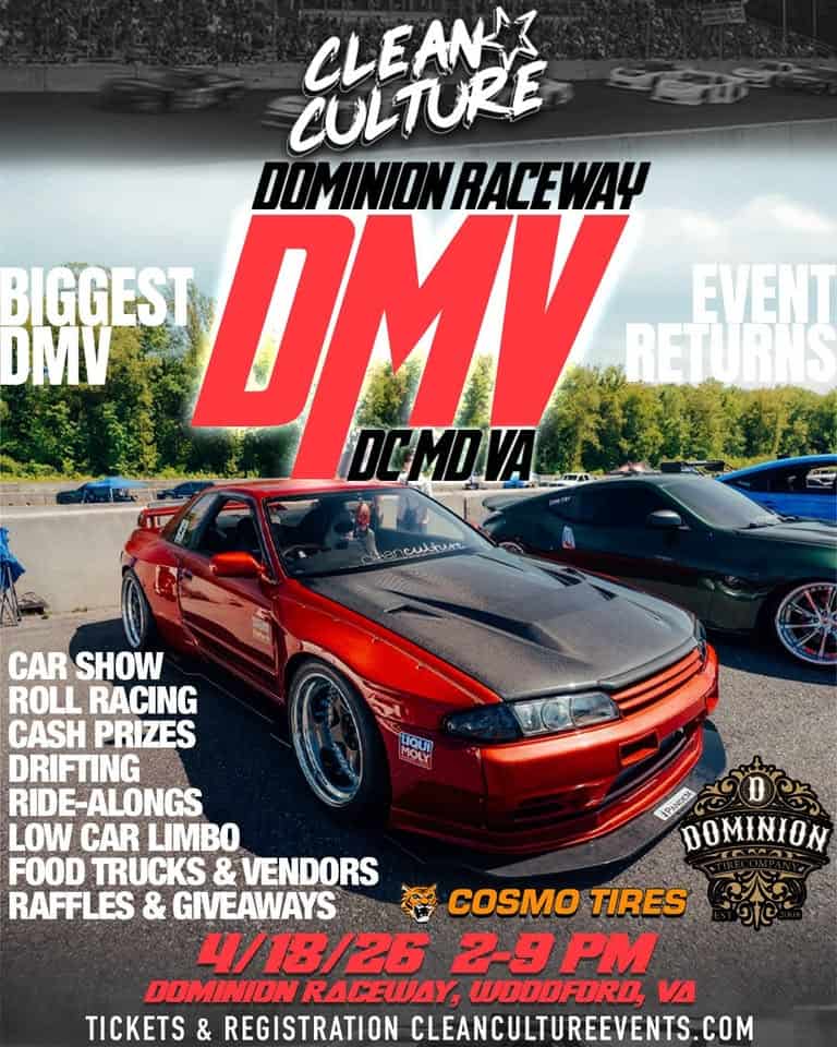 Clean Culture DMV (DC-Maryland-Virginia) Season Opener  - Car Show event at 118 Bar And Grill At Dominion Raceway in Woodford, VA on April 18, 2026