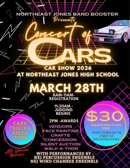 Concert of Cars event at Northeast Jones High School in Laurel, MS on March 28, 2026