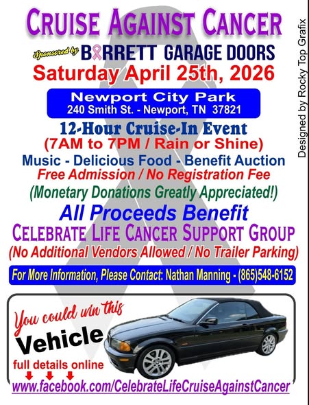 Cruise Against Cancer event at Newport City Park in Newport, TN on April 25, 2026